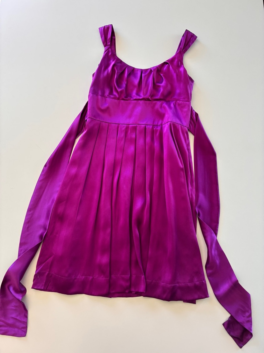 Maggy London-NWT-Silk Dress-Magenta Pink-Vibrant-Tie-Bow-Prom-Bridesmaid-8